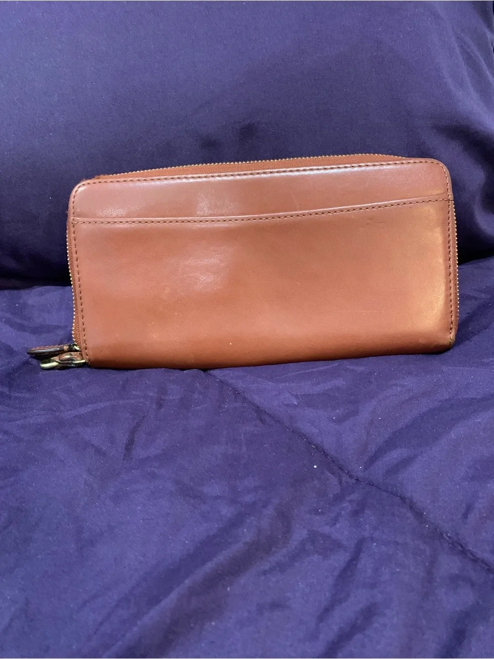 Coach Leather Double Zip Accordion Wallet Wristlet